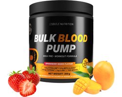 BeBulk Nutrition - Bulk Blood 300g Pre-Workout Pump, Aardbei Mango, 6g Citrulline, 6g Beta-alanine, 4g AAKG, 400mg caffeine, 500mg Tyrosine- Hoge kwaliteit - Gemaakt in Nederland