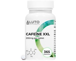 Cafeïne Pillen - 200 mg - 365 Caffeine tabletten - Laboratoriumgetest (gehalte aan werkzame stoffen + zuiverheid) - Zónder ongewenste toevoegingen - Hóge dosering - Veganistisch - Premium kwaliteit - LUTO Supplements