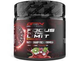 GEN Focus to the Limit – 240 g – Kiwi-Druif smaak – Pre-workout booster met 250 mg cafeïne, ginseng, rhodiola & ginkgo – Met B-vitaminen – Vegan & suikervrij