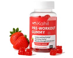 Kahil - Pre-Workout Gummies - Aardbei Smaak - 60 Stuks - met Vitamine B12 Creatine en Taurine - Shot