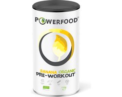 PowerFood Organic Pre-Workout Banana - Bio Pre-Workout Aardbei - Vegan Pre-Workout Aardbei 1kg