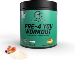 Pre-Workout Poeder Mango 350g | 30 porties – Energie & Focus – Body4You
