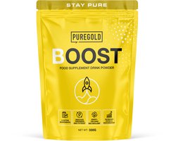 Pure Gold Boost Pre-Workout – 330g – 30 Porties – Cafeïnevrij Pre-Workout Poeder met Creatine, Beta-Alanine & Plantenextracten – 14 Actieve Ingrediënten – Mango