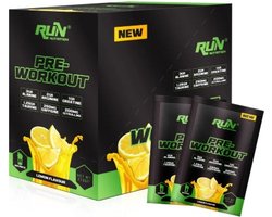 Run Nutrition - Pre-Workout 21 sachets 210 (gr.) | Citroensmaak |Wegwerpverpakkingen | Gearomatiseerd en heerlijk | Energieverhogende effect | Bereik je maximale prestaties | Trainingsprestaties naar de top |