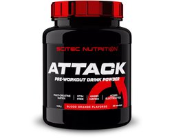 Scitec Nutrition® - Attack Pre Workout (416 gram - Blood Orange) - Sinaasappel - 32 doseringen - pre workout zonder caffeine - no-stim - poeder - pre-workout