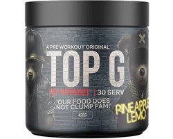 Top G Pre Workout Energy Pineapple lemo - 420 gram - 30 servings - Pre-Workout met Caffeine, Beta Alanine, L-Citrulline, L-Tyrosine, Taurine en Choline - Verhoog je Focus en Energie voor Fitness en Krachttraining - Energy Drink - Slechts €29.99