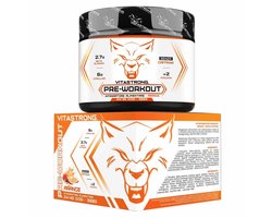 Vegan Potent Pre-Workout 300g – L-Citrulline, Beta-Alanine, Taurine, AstraGin, Panax Notoginseng – 24 Porties, Sinaasappel (Cafeïne Vrij) – Gemaakt in Italië