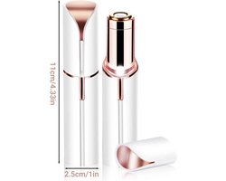 Dames Gezichtshaar Verwijderaar – Mini Lady Shaver – Pijnloze Elektrische Ontharing – Lippenstift Ontwerp – Draagbaar & Oplaadbaar – Wit