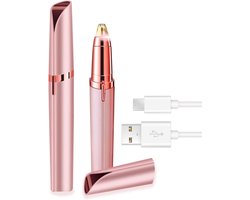 Elektrisch Precisie Trimmer voor Gezichtshaar – Pijnloos Wenkbrauw, Lip & Kin Ontharen met LED Licht