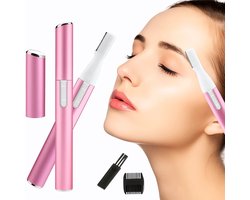 Elektrische Wenkbrauw Trimmer | Precisietrimmer | Gezichtstrimmer I Wenkbrauw Epilator | Gezichtsepilator | Gezicht Ontharing | Trimmer I Roze