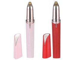 Gsedaox-Wenkbrauw Trimmer-Gezichtsontharing Dames-Pijnloos wenkbrauwscheerapparaat-voor gezicht, wenkbrauwen, lippen en neus-Roze + Rood