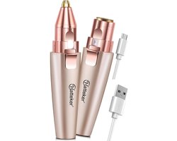 HATTEKER 2-in-1 Gezichtsontharing - Wenkbrauw Trimmer - Gezichtstrimmer Dames - Goud