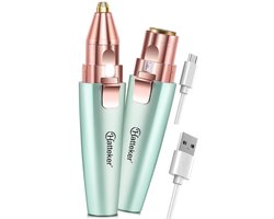 HATTEKER 2-in-1 Gezichtsontharing - Wenkbrauw Trimmer - Gezichtstrimmer Dames - Groen