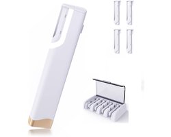 Herlaadbare smoothing skin meter scheerapparaat voor vrouwen, met dubbele functie voor exfoliatie en ontharing, 3 snelheden skin smoothing tool met led-verlichting en 5 verwisselbare huidmesjes, wit model