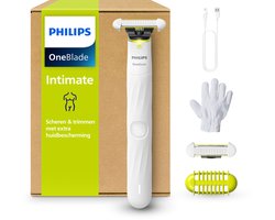 Philips OneBlade Intimate Trimmer & Scheerapparaat – Comfortabel Scheren en Trimmen van Intieme Zones, 2x SkinProtect Mesje, Waterproof, 45 Min. Draadloos Gebruik, Voor haar – QP1930/34