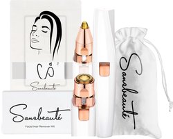 Wenkbrauw Trimmer - Gezichtsontharing Apparaat Dames - Gezichtshaar Verwijderen Vrouw - Sansbeauté® - Gezichtsontharing Dames - Ontharingsapparaat - Flawless Gezichtshaarverwijderaar - Mini Shaver Trimmer - Elektrisch