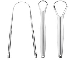 3-delige set metalen tongschrapers voor een gezonde mondhygiëne