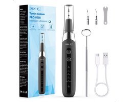 DEN-T PRO U500 - Elektrische Sonische Tandsteen Verwijderaar - Tandplak verwijderen - Mondverzorging - Witte tanden - Zwart