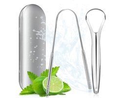 Draagbare U-vormige Tongschraper voor Volwassenen - Roestvrij Staal - Mondverzorging & Frisse Adem (2 stuks)