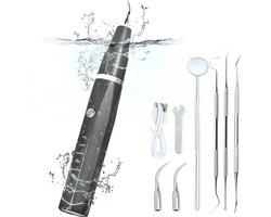 Elektrische Sonische Tandsteen Verwijderaar - Elektrisch - Sonisch - 5 Standen - Niveau 8 waterdicht - Incl. Tandarts Set - 2 Opzetstukken - Zwart