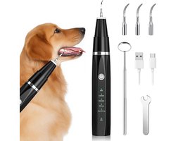 Geschikt voor ultrasone gebitsreiniger voor honden en katten - verwijdert tandplak, tandplakverwijderingsset, bestrijdt slechte adem en tandvleesontsteking, zwart