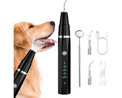 OUYLAF Tandsteen Verwijderaar - Tandsteenverwijderaar - Tandplak Verwijderaar Elektrisch - Huisdier Ultrasone Tandenborstelreiniger - Tandplak Verwijderaar - Tandarts haakje - Tandenborstel Opzetstukken - Opbergtasje - 5 Standen - Zwart
