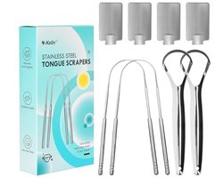 Roestvrijstalen Tongschrapers voor Volwassenen - 4 Stuks U-vormige Metalen Tongreiniger voor Frisse Adem en Mondverzorging