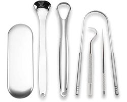 Set van 5 RVS Tongenschrapers voor Complete Mondhygiëne en Frisse Adem