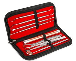 Tandarts set voor het verwijderen van tandsteen en verzorgen van het gebit – 8 delig in luxe opbergetui