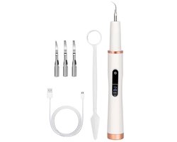 Tandenreinigingsapparaat, tandheelkundig reinigingsinstrument, tandsteenverwijderaar, tandenreiniger met 4 reinigingskoppen, wit