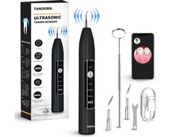 Tandora® Ultimate Pro Sonische Tandsteen Verwijderaar met Camera \ App - Tandsteenverwijderaars - tandplak verwijderaar - Tandsteen - Tandartshaakje - Zwart