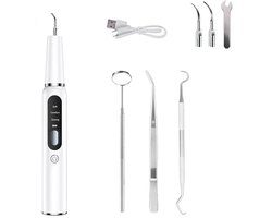 Tandplak verwijderaar-tandsteen verwijderaar-Elektrische tandflosser - Draagbare tandflosser voor thuisgebruik om tandsteen en tandplak te verwijderen - Verwijdert vlekken van de tanden - Wit - 19 x 2,5 x 2,5 cm