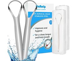 Tongschraper 2 stuks van 100% roestvrij staal - Effectieve mondhygiëne voor volwassenen en kinderen