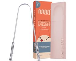 Tongschraper met Reiskoffer - Slechte Adem Behandeling - Roestvrijstalen Tongreiniger voor Volwassenen en Kinderen