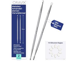 Tonsil Verwijderaar set met metalen lepel en siliconen opzetstukjes voor een frisse adem