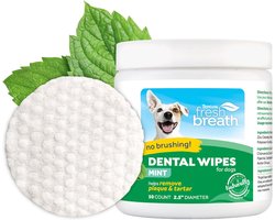 TropiClean Fresh Breath Dental Wipes - Tandplak Verwijderen - Gezonde Hondentanden - Ademverfrisser - Tandverzorging voor Honden - Mondhygiëne - Geen Borstelen Nodig