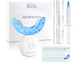 VEVOR Tandenbleekset met Led-Lampje, Bleekstrips, Bleekpennen en U-Vormige Bak, Draadloze, Draagbare Set Verwijdert Snel en Effectief Hardnekkige Vlekken