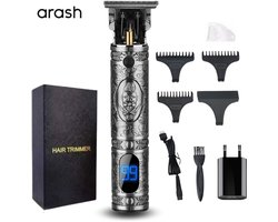 arash® Tondeuse Mannen - 2025 Nieuwste Model - Tondeuse - Draadloze Haartrimmer - tondeuse mannen - Geschikt Voor Hoofdhaar/Baardhaar - Trimmer Draadloos - Scheerapparaat - Grijs- Inclusief Oplaadblok en 5 Opzetstukjes