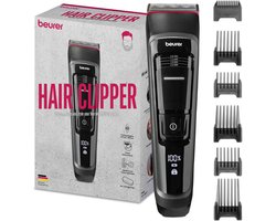 Beurer MN5X Tondeuse - 6 Opzetstukken - 10 Scheerlengtes - Gebruiksduur: 4,5 uur - Snijkop afwasbaar - LED-display - Reisbeveiliging - Incl. USB kabel, opbergzakje, olie & reinigingsborstel - 3 Jaar garantie