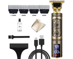 CHIWIN Premium Draadloze Tondeuse - Tondeuse Hoofdhaar Mannen - 3 Snelheden - Precisie R-vormige messen van titanium - Met 4 Opzetkammen & LED Display - Extra lange batterijduur - Waterdicht - voor Hoofdhaar & Baard - Vaderdag Cadeau