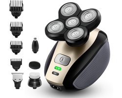 Elektrisch Scheerapparaat Heren – 5-in-1 Roterend Scheerapparaat – Kaal Hoofd & Gezicht Scheren – IPX3 Waterdicht – USB Oplaadbaar – Nat & Droog