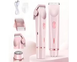 Elektrische bikinitrimmer en scheerapparaat Geschikt voor dames - Waterdichte IPX7 oplaadbare scheerapparaat Geschikt voor bikinilijn, oksels, benen en lichaam - Hypoallergene keramische mesjes - Compact en draagbaar - Roze