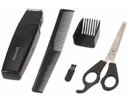 Elektrische Tondeuse Set - 5-delig - Trimmer Set voor Haar en Baard - Trimmen en Stylen - inclusief Tondeuse, Scheeropzetstuk, Schaar, Kam en Reinigingsborstel - Ergonomisch Ontwerp - Baard en Hoofdhaar Trimmen - Haar Scheren en Knippen - Zwart