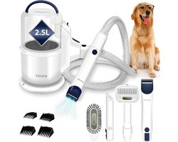 Equal to None - Honden tondeuse - Hondenfohn - Complete 5-in-1 verzorgingsset - 2,5 liter - Moser tondeuse - Honden trimset - Dierentondeuse - Zuigen & Trimmen - Complete Set - 40 x 25 x 30 cm - Wit