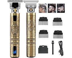 FTQ 700H - Waterdichte Professionele Tondeuse met T-vormige Trimmerkop – USB-oplaadbare Baardtrimmer met LED-display en 4 Opzetkammen- Inclusief FuturiQ Type-C Oplaadkabel