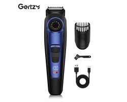 Gertzy Clipper - Digitale Tondeuse - Ingebouwde 20standen 0,5mm tot 10mm - Usb Oplaadbare Scheerapparaat voor Gezichtshaar, Hoofdhaar en Lichaamshaar - Perfecte Lichaamshaar Verzorging - Digitale Batterij Indicator - Unisex - Kleur: Blauw