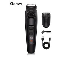 Gertzy Clipper - Digitale Tondeuse - Ingebouwde 20standen 0,5mm tot 10mm - Usb Oplaadbare Scheerapparaat voor Gezichtshaar, Hoofdhaar en Lichaamshaar - Perfecte Lichaamshaar Verzorging - Digitale Batterij Indicator - Unisex - Kleur: Zwart