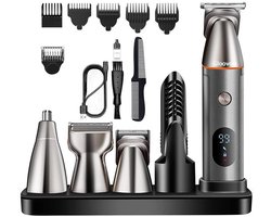Gloovon® Tondeuse & Baardtrimmer - 5-in-1 Magnetisch Systeem - IPX6 Waterdicht - Draadloze Multigroomer voor Mannen