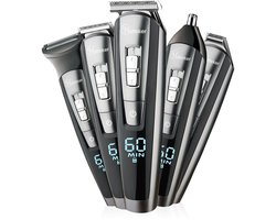 Hatteker 5-in-1 Professionele Tondeuse Set voor Heren – Baardtrimmer, Haartrimmer & Bodygroomer – Waterdicht en Oplaadbaar