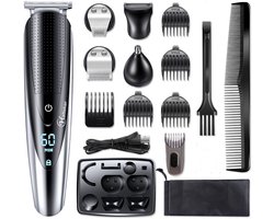 Hatteker 5-in-1 Tondeuse voor Heren – Baardtrimmer, Haartrimmer & Bodygroomer – Professioneel en Oplaadbaar